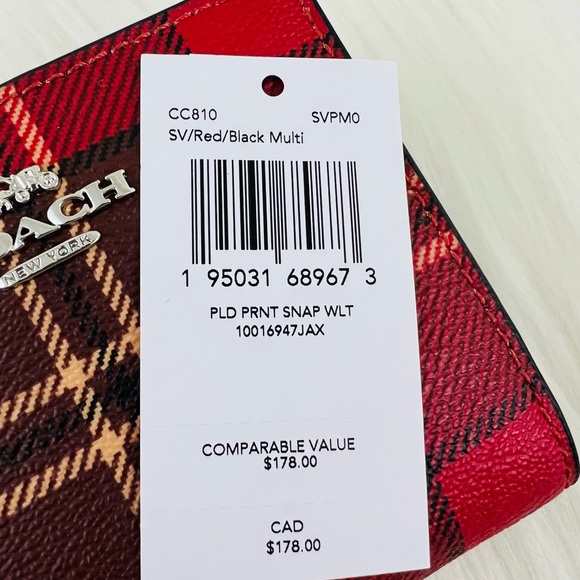COACH Tartar Plaid Print Snap Wallet - Picture 11 of 16